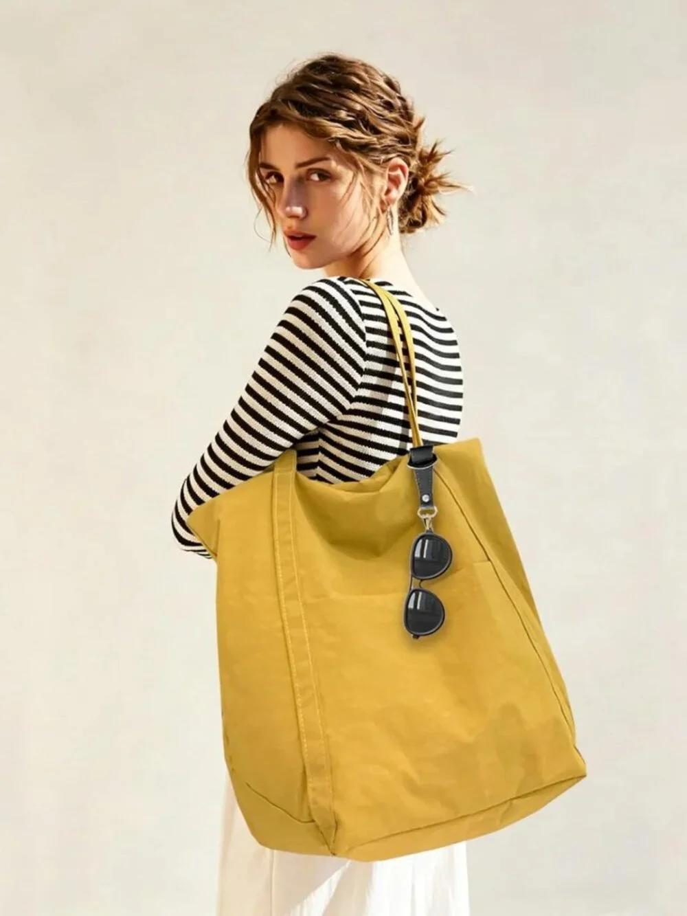 Large Lightweight Foldable Tote Bag - Versatile for Shopping, Beach, Work